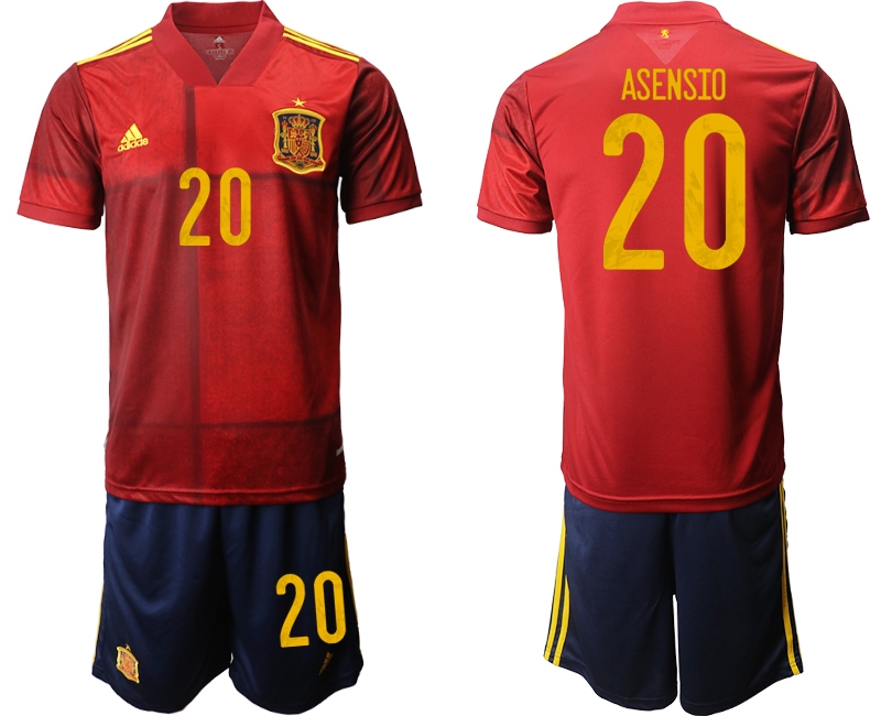 Men 2021 European Cup Spain home red #20 Soccer Jersey